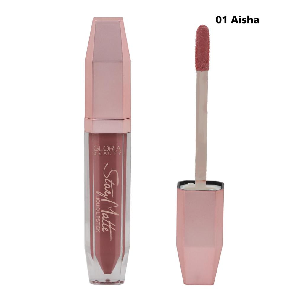 1-1-1.jpg Gloria Beauty Stay Matte Liquid Lipstick - 01 - Aisha - Image 1