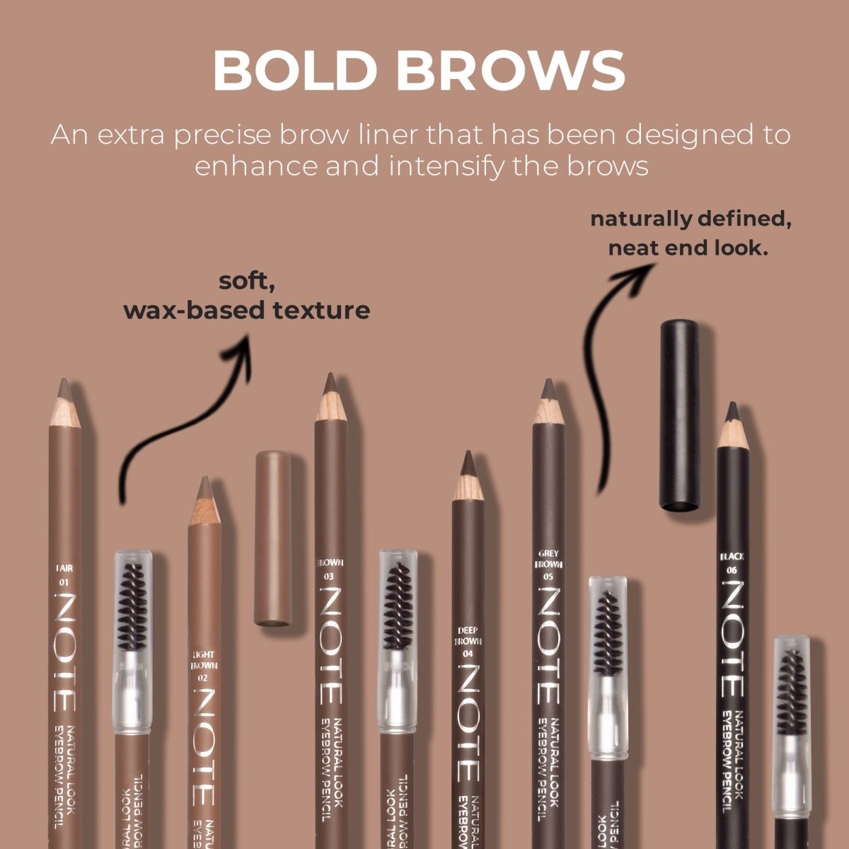 Note Natural Look Eyebrow Pencil - 02 light brown - Image 5
